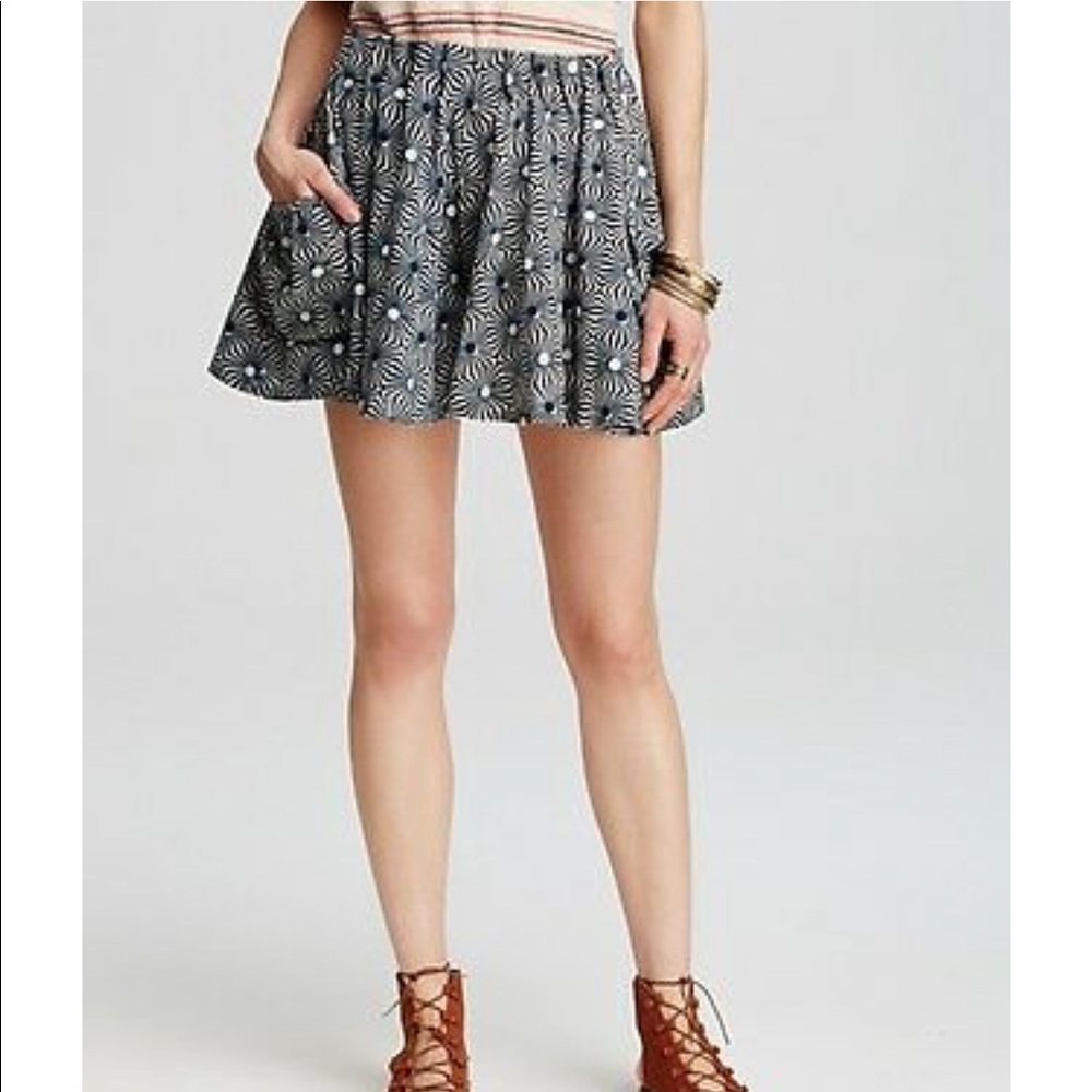Free People Black Combo So Much Sun Pleated Skirt